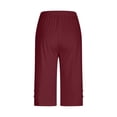 thumbnail image 4 of Cropped Yoga Pants Womens Plus Size Capri Flare Leggings Lightweight Summer Workout Pants for Summer Wine 2XL, 4 of 6