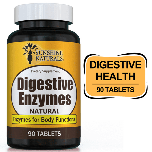 Sunshine Naturals Digestive Enzymes Tablets, Digestive Health Support Supplement, 90 Tablets