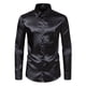 thumbnail image 1 of Blusa y camisa de manga larga con cuello vuelto para hombre, estilo casual, a la moda, de un solo color, con botones y cuello vuelto, blusa de manga larga para hombre., 1 of 8