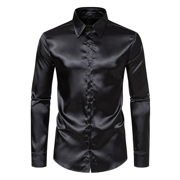 Blusa y camisa de manga larga con cuello vuelto para hombre, estilo casual, a la moda, de un solo color, con botones y cuello vuelto, blusa de manga larga para hombre.