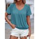 thumbnail image 4 of Camisetas Casuales de Verano para Mujer, Camisetas de Corta con Cuello en V, Azul Pavo Real, Talla M, 4 of 7