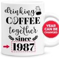 thumbnail image 3 of Personalized Drinking Coffee Together Mug Cups 11oz 15oz Gift for Christmas Valentines Wedding Anniversary For Wife Husband Married Couples Hubby Wifey Boyfriend Girlfriend Custom Name Year, 3 of 7