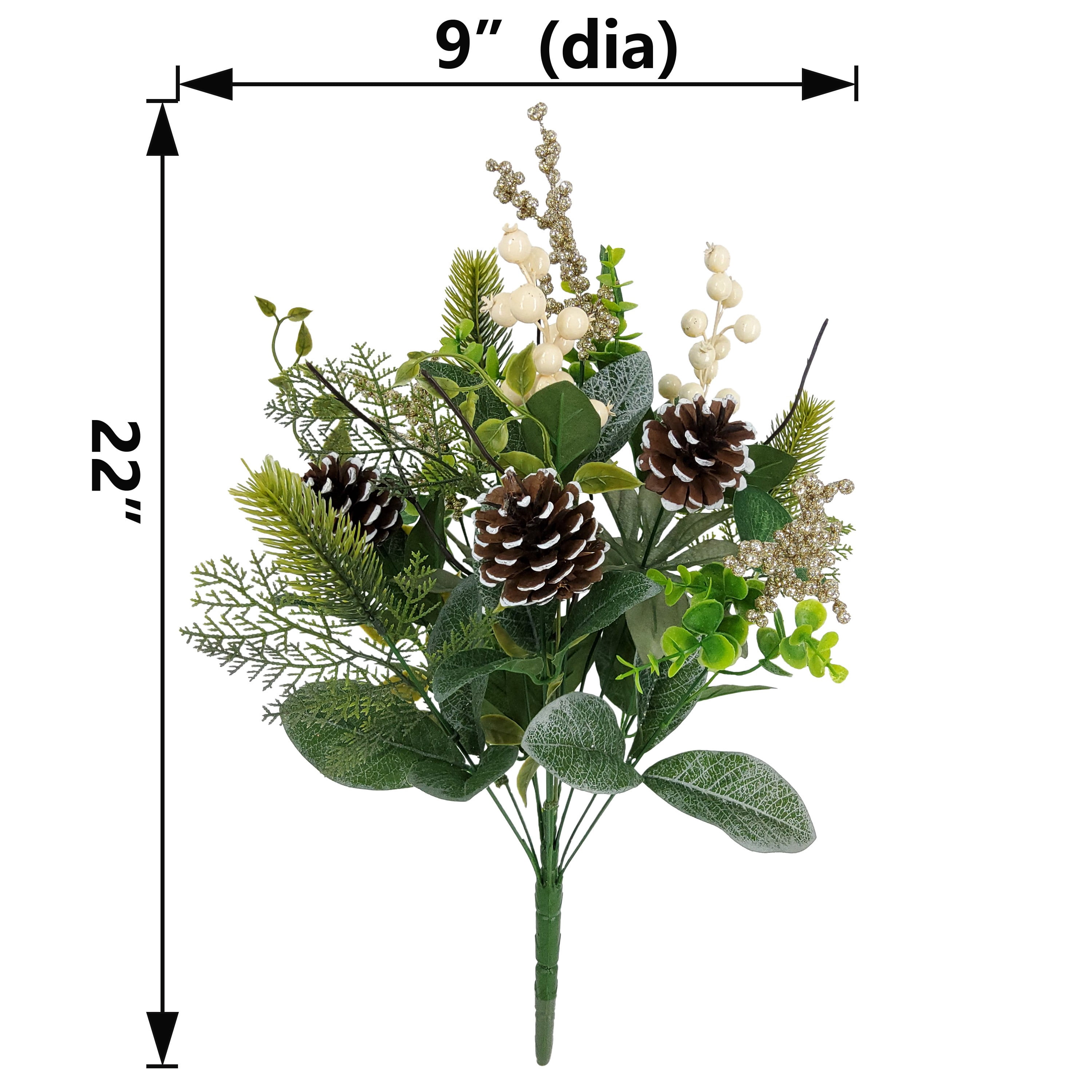 Mainstays 22-Inch Artificial Indoor Mixed Greenery And Berry Bouquet, Green/White