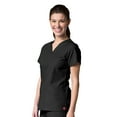 thumbnail image 2 of Maevn Red Panda Women's V-Neck Two Pocket Solid Top &Half Elastic Pant Scrub Set, 2 of 5