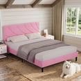thumbnail image 4 of 4 Ever Winner Queen Bed Frame, Queen Size Upholstered Bed Frame with Headboard, Pink, 4 of 10