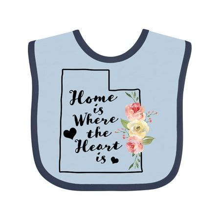 Inktastic Utah Home is Where The Heart is with Watercolor Floral Infant Bib Female