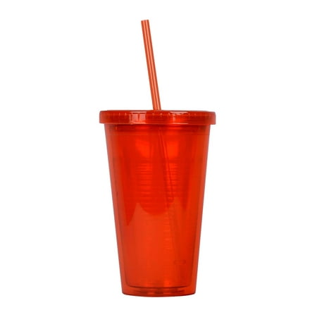 GEO 16oz Double-Wall Insulated BPA Free, Leak Proof Cup w/Lid and Straw