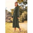 thumbnail image 4 of Women's 2023 Fall Midi Dress Casual Long Sleeve V Neck Swiss Dot Pleated A Line Flowy Dresses, 4 of 9