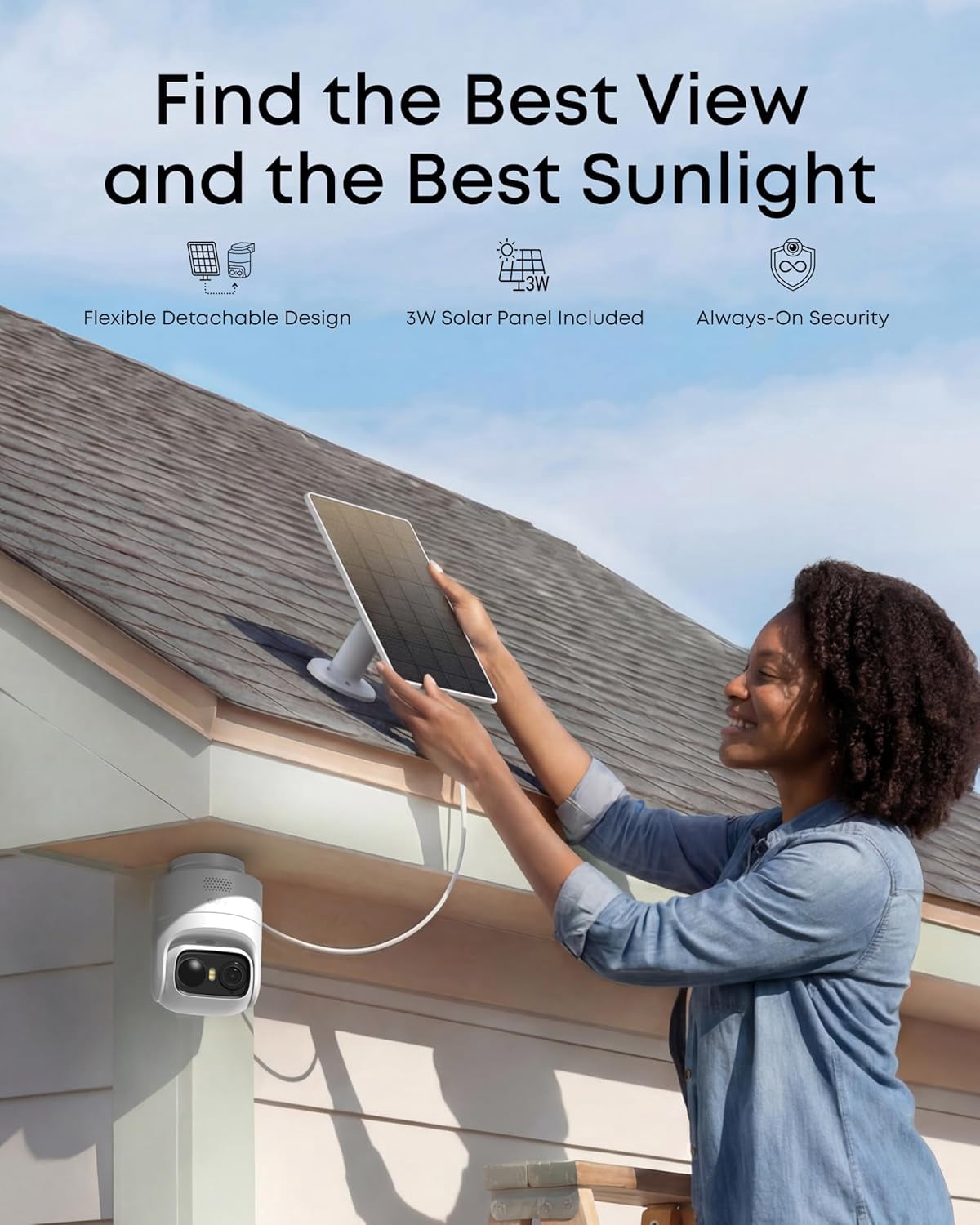 eufy Security eufyCam C37, Security Cameras Wireless Outdoor, 360° Pan & Tilt AI Tracking, 2K Solar Camera, Human/Pet/Vehicle Detection, Flexible Solar Panel, Color Night Vision, No Monthly Fee