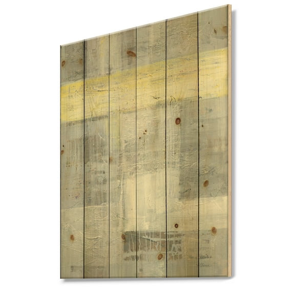 Designart 'Patchwork Abstract I' Modern & Contemporary Print on Natural Pine Wood