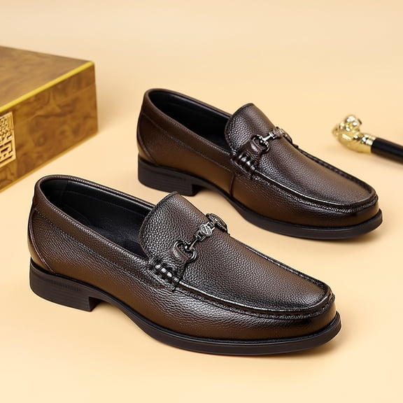 Men's Metal Horsebit Slip-On Leather Loafers