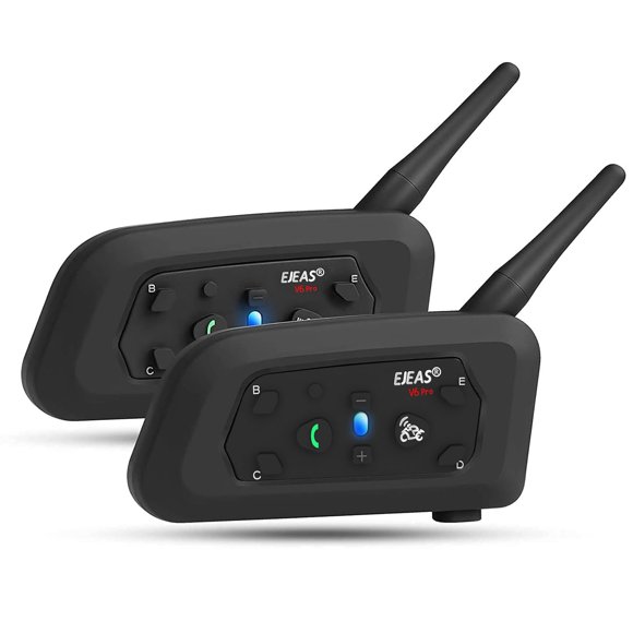 EJEAS V6 Pro Casque de Moto Bluetooth Intercom, Casque Bluetooth Moto 2 Voies 1200M Système de Communication Universel avec Annulation de Bruit