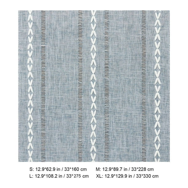 Yhmxh Camino de mesa con dobladillo cosido, caminos de mesa de algodón y lino, camino de mesa bohemio a rayas bordado, decoración del hogar