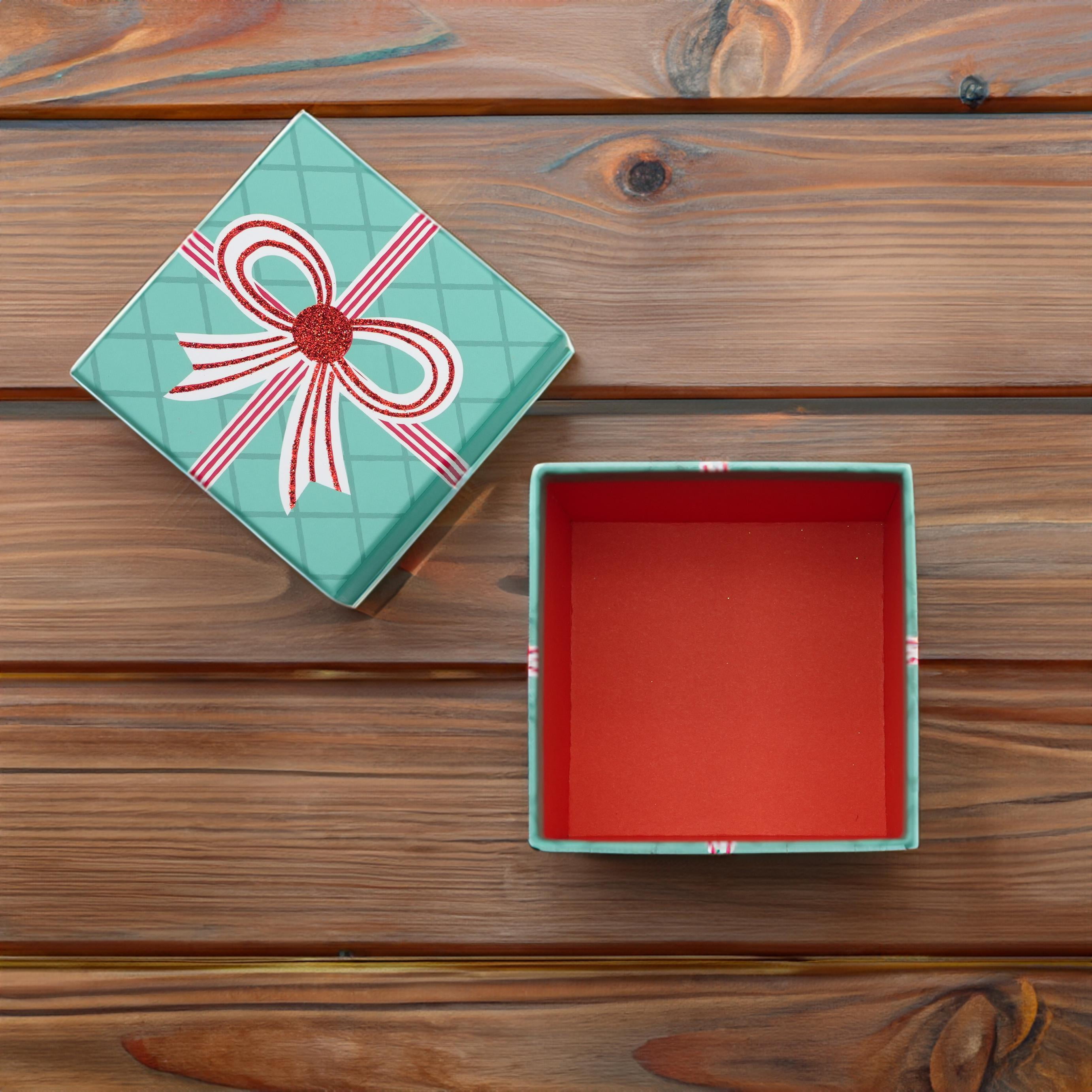 Small Christmas Gnomes Cube Holiday Gift Box with Lid, 3" x 3" x 3" (1 Count), by Holiday Time, Gnomes Cube Gift Box