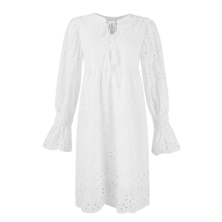 chinese dress ladies Broderie Anglaise Cotton White Romper Dress main image 0