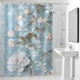 thumbnail image 4 of White Flowers Leaf Fabric Shower Curtain Vintage Plant Leaf Washable Shower Curtains for Bathroom, Waterproof Bath Curtain with Hooks Home Decor 72x84in, 4 of 8