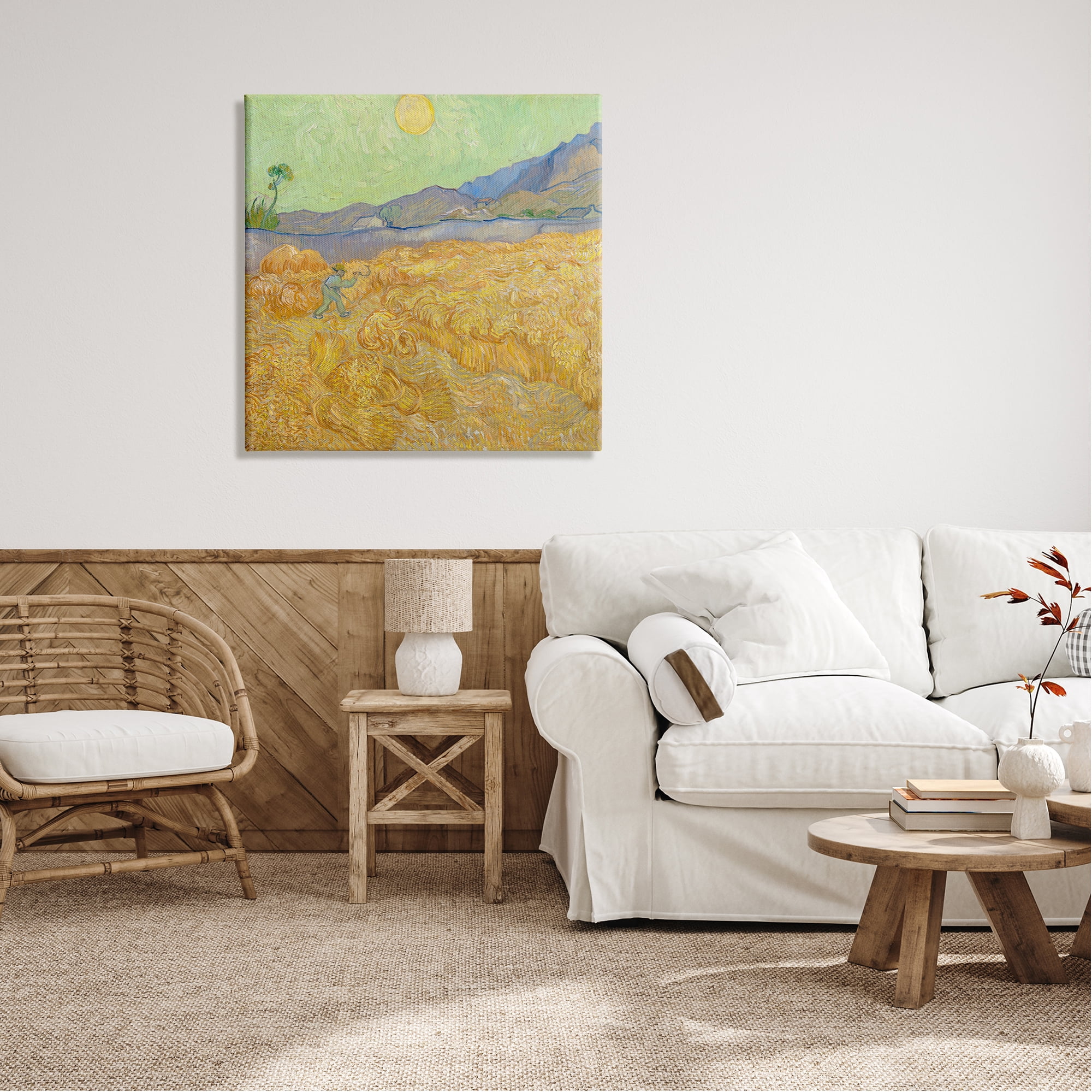 Stupell Industries Wheatefield with a Reaper Vincent van Gogh Classic Painting Painting Gallery Wrapped Canvas Print Wall Art, Design by one1000paintings