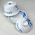 thumbnail image 6 of Porcelain Gaiwan 9oz Teacup Blue White Glazed Tureen Cups Chinese Sancai Cover Bowl Lip Cup Saucer Gongfu Tea Set Kits (lotus), 6 of 12