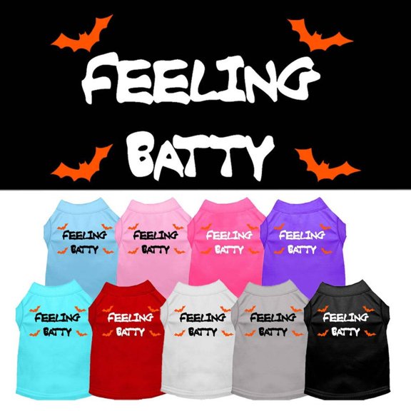 Halloween Pet Dog Cat Shirt Screen Printed, "Feeling Batty"