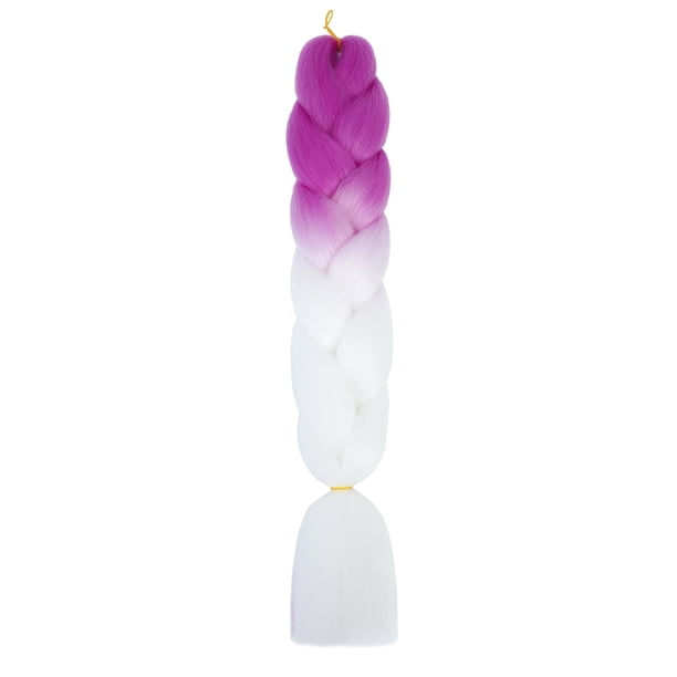 Nvzi Extensiones de cabello para trenzar para mujer, 6 paquetes de 100 g/paquete, 24 pulgadas, cabello sintético resistente al calor para trenzas de ganchillo, color púrpura a blanco.