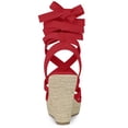 thumbnail image 4 of BLISSFUL STEP Sandales Espadrilles à Lacets à Talon Compensé à Brides pour Femme Rouge US 10, 4 of 7