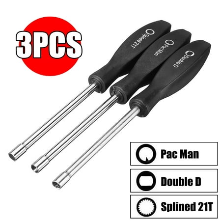 3Pcs Carburetor Adjustment Tool Kit Screwdriver Set for Common 2 Cycle Engine Carburetor Tune up Adjusting Tool Double D x1, Pac Man x1, Spined 21T