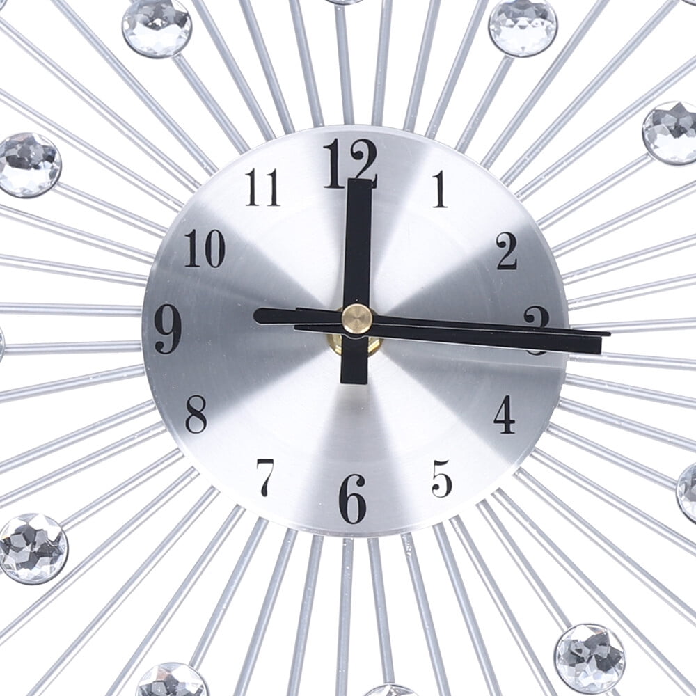 DENEST Wall Clock with K9 Crystal & Metal Hands,13" Silent Quartz,Wall-Mount, Silver,Modern Home & Office Decor, Ideal Gift