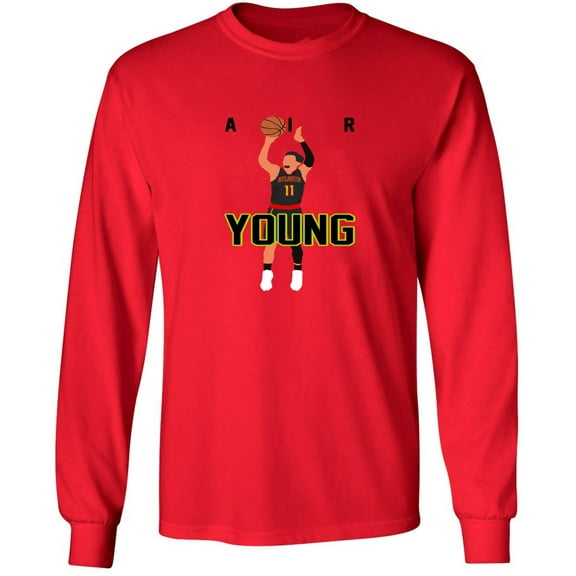 LONG SLEEVE RED Trae Young Hawks AIR T-shirt ADULT