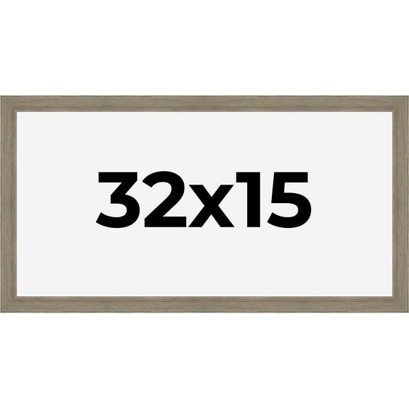 32x15 Frame Gray Barnwood Rustic Solid Wood Picture Frame | 1.5 Inch Moulding Width | Includes UV
