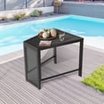 thumbnail image 2 of Ulax Furniture Outdoor Trapezoid Metal Side Table Patio Wedge All Weather End Table, Black, 2 of 7