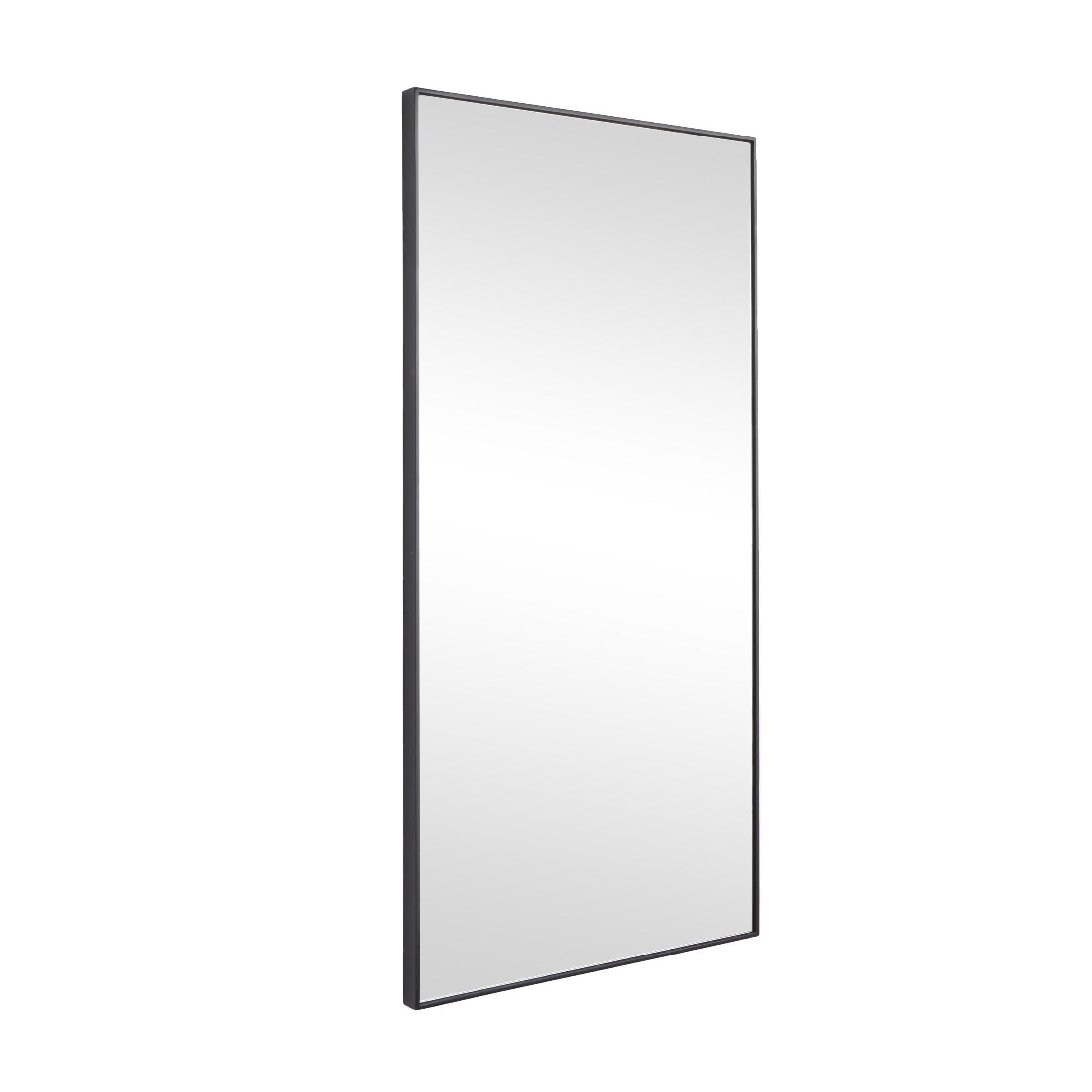 DecMode 18" x 36" Black Wall Mirror with Thin Frame