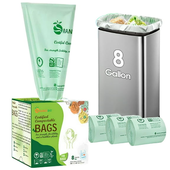 6-8 Gallon Home Compostable Food Scrap Bags / Liner Bags - 100 Count