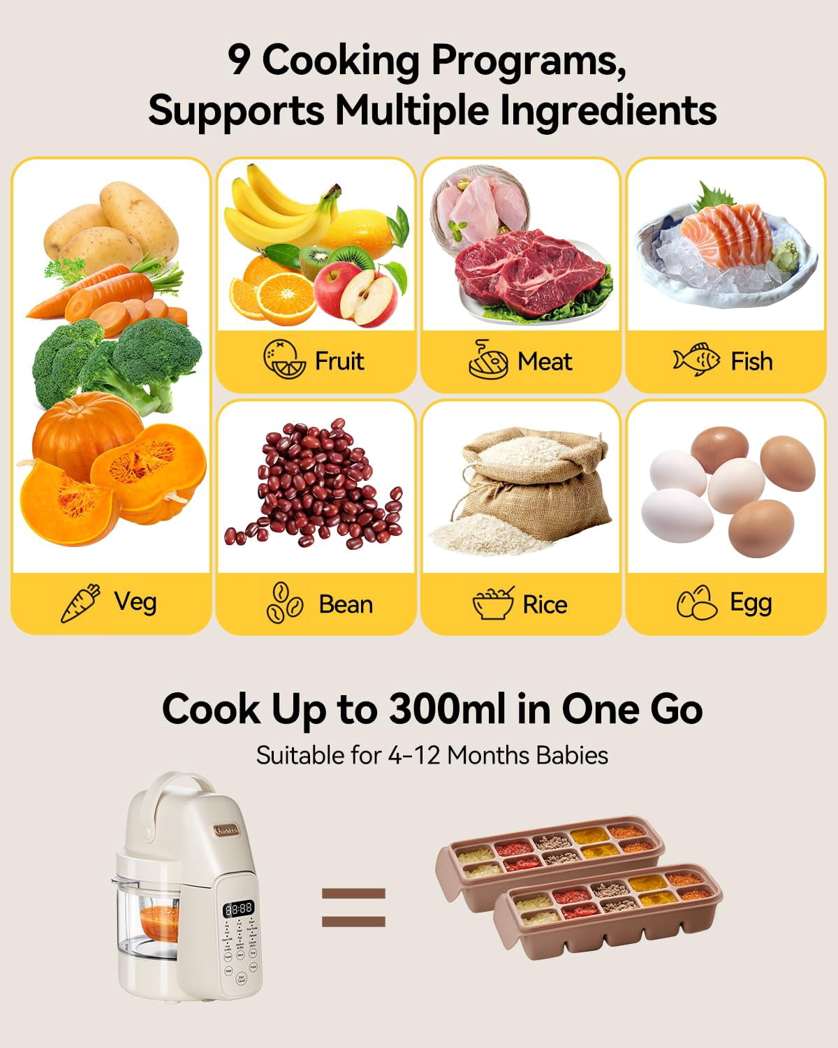 IAGREEA 9 in 1 Baby Food Maker, Auto Glass Baby Food Processor Steamer Puree Blender, One Step Cook Grinding, 3 Stage, Touch Screen Control, Multifunctional Blender with 24h Timer, Dishwasher Safety