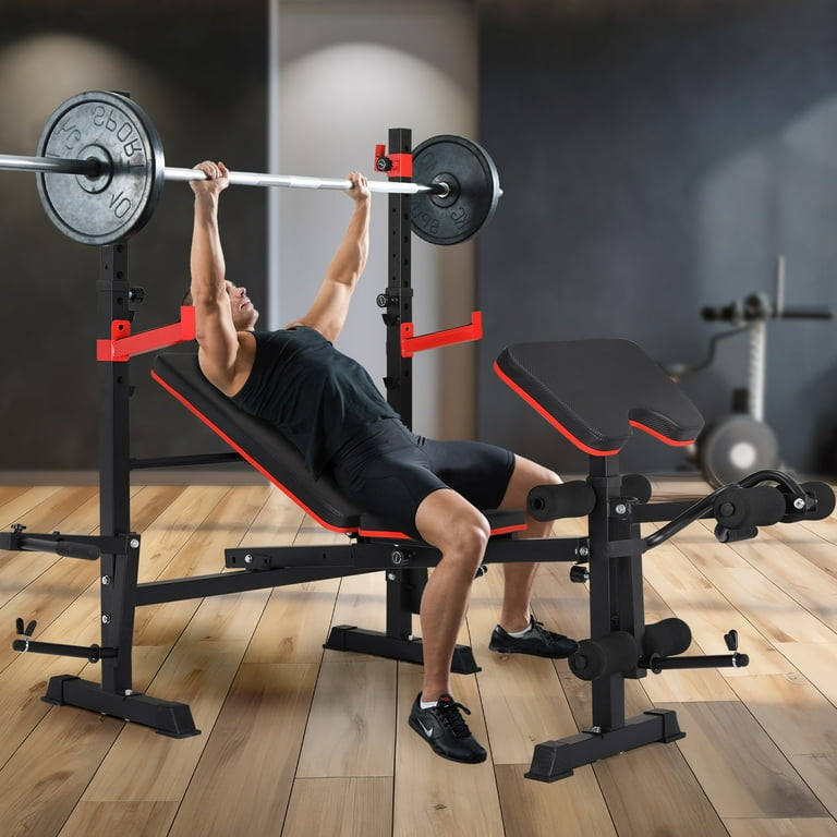 LAZY BUDDY Adjustable Weight Bench, 900LB 6-in-1 Workout Bench Set
