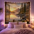 thumbnail image 2 of Mountain Lake Beside Evergreen Trees at Sunset, Peaceful Rustic for Nature Lovers, Wilderness Wall Art, Housewarming Gift, Tapestry Wall Hanging for Bedroom and Living Room, 2 of 7