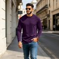 thumbnail image 7 of Garbnen S-4XL Long Sleeve Shirt Men Crew Neck Raglan Shirt Men Casual Basic Relaxed Fit Sports Fall Winter Mens Shirts Big and Tall Purple XXL, 7 of 7