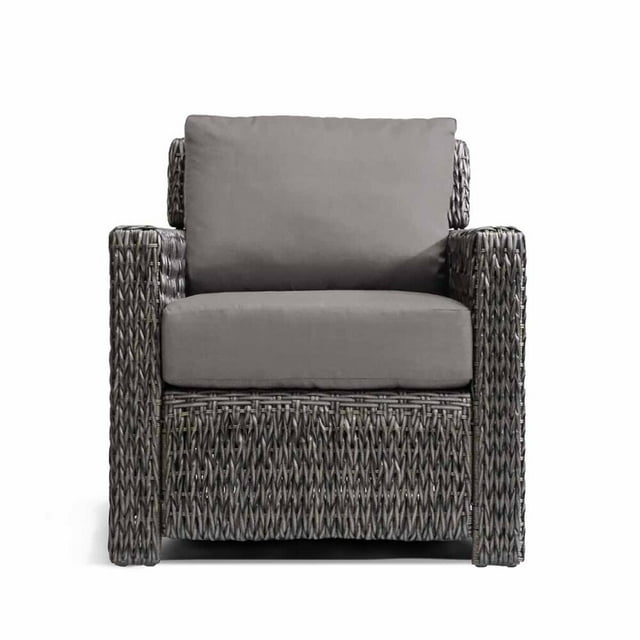 Krikacy Outdoor Wicker Sofa Chair All-Weather HDPE Wide-Seated Furniture w/Thick Cushions, Grey