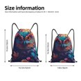 thumbnail image 2 of Gaeub Colorful Feather Owl Drawstring Backpack Bag Sport Gym Sackpack Heavy Duty String Backpack for Men Women-Medium, 2 of 6