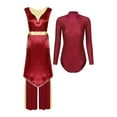 thumbnail image 2 of 3pcs Women Liturgical Worship Dance Overlay Outfit Tunic Dress Leotard And Wide Leg Pants Set, 2 of 7