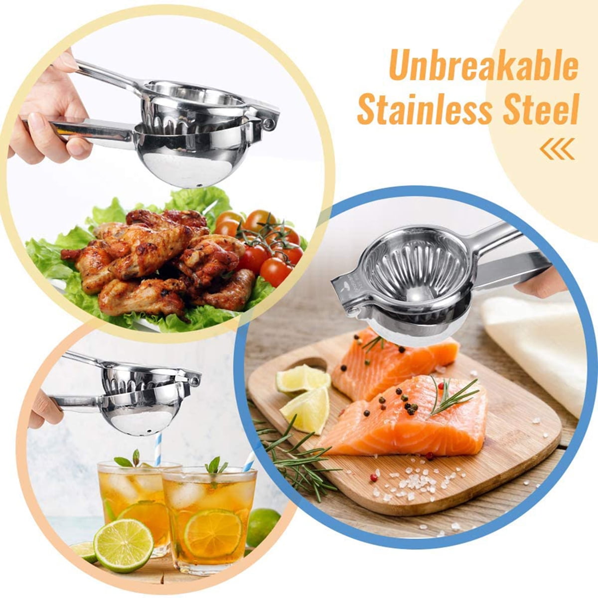 Kepooman 3.54" Handheld Stainless Steel Lemon Squeezer for Orange Citrus, Silver Kepooman 3.54" Handheld Stainless Steel Lemon Squeezer for Orange Citrus, Silver