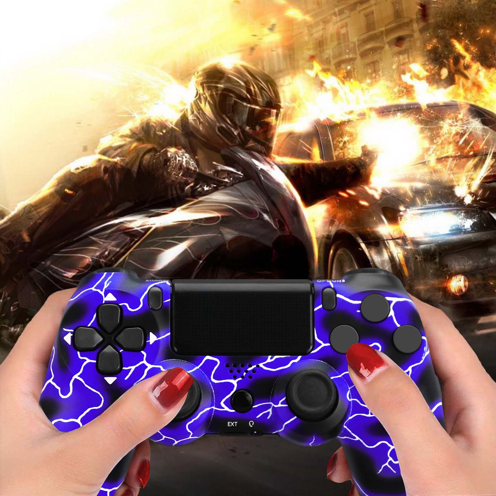 Wireless Controller Compatible for PS4, Remote Control Compatible with Playstation 4/PS4 Slim/PS4 Pro/Windows PC, Purple
