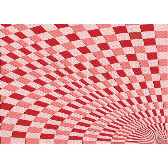 Ahgly Company Indoor Rectangle Patterned Deep Rose Pink Area Rugs, 7' x 9'