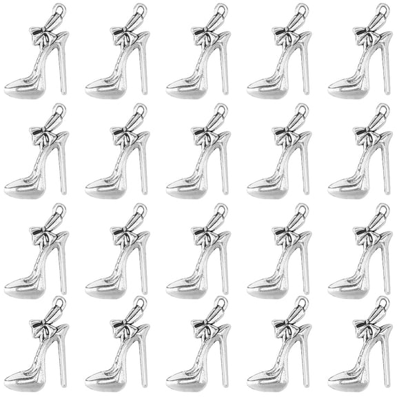 40Pcs Silver High Heel Charms Bulk Shoe Shaped Charm Tibetan Alloy Metal Princess Highheel Shoe Pendants
