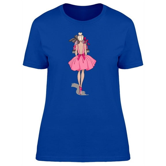 Pink Dressed Girl Backside T-Shirt Women -Image by Shutterstock, Female Small