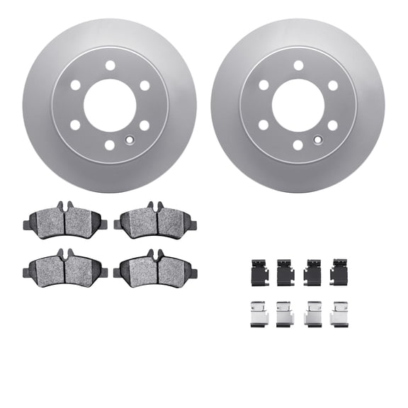 Dynamic Friction Company Rear Geospec Brake Rotors with 5000 Advanced Brake Pads includes Hardware 4512-40105