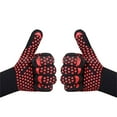 thumbnail image 1 of Guantes resistentes al calor del horno de microondas del silicón ignífugo ignífugo de alta temperatura del Bbq, 1 of 5