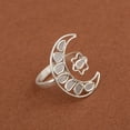 thumbnail image 3 of Mooneye 0.35 CTW Artisan Crafted Polki Diamond Moon Star Women Wedding Ring 925 Sterling Silver, 3 of 5