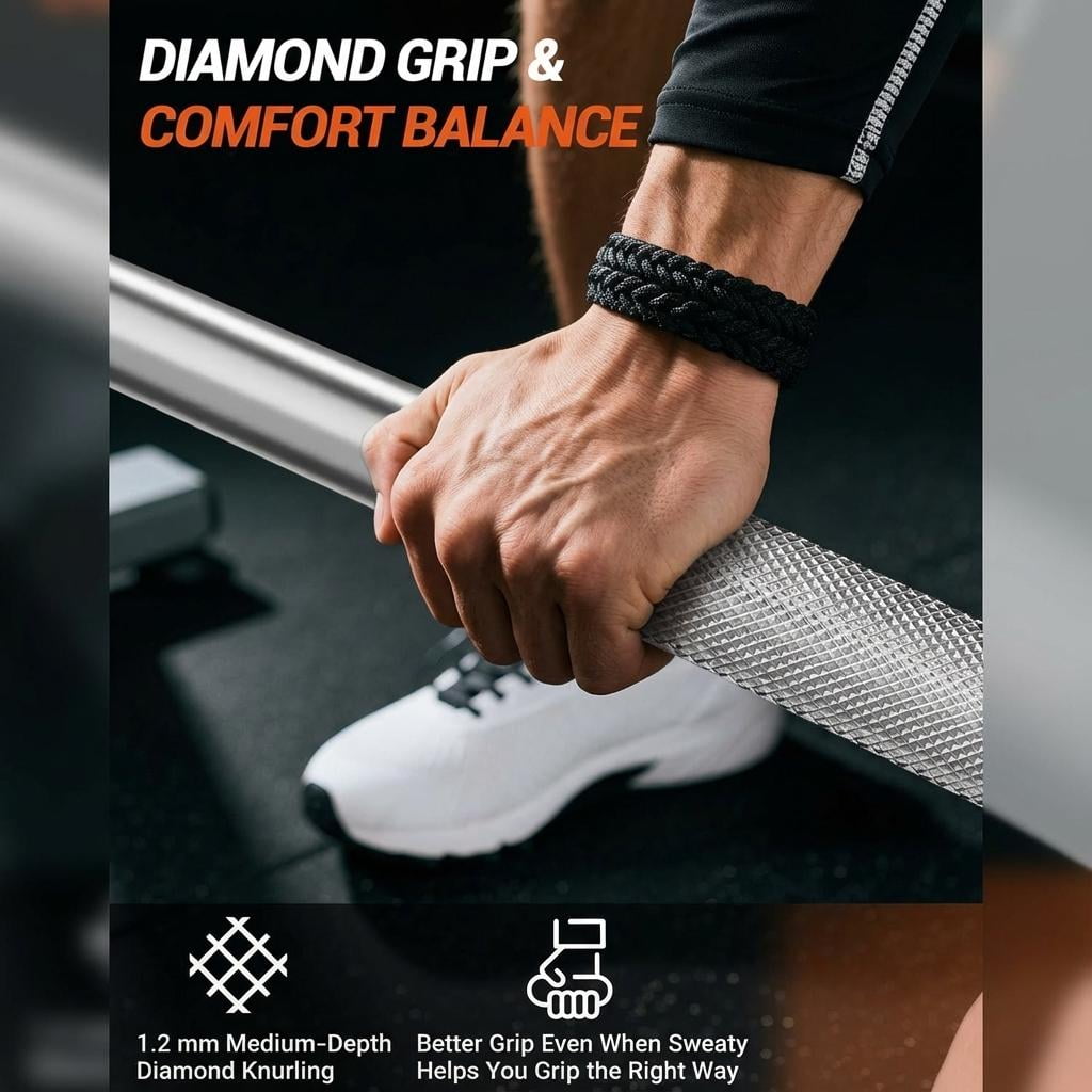GARVEE 7ft Olympic Barbell,Weight Bar for Weightlifting and Powerlifting 45lb,1000LB High-Capacity,Silver