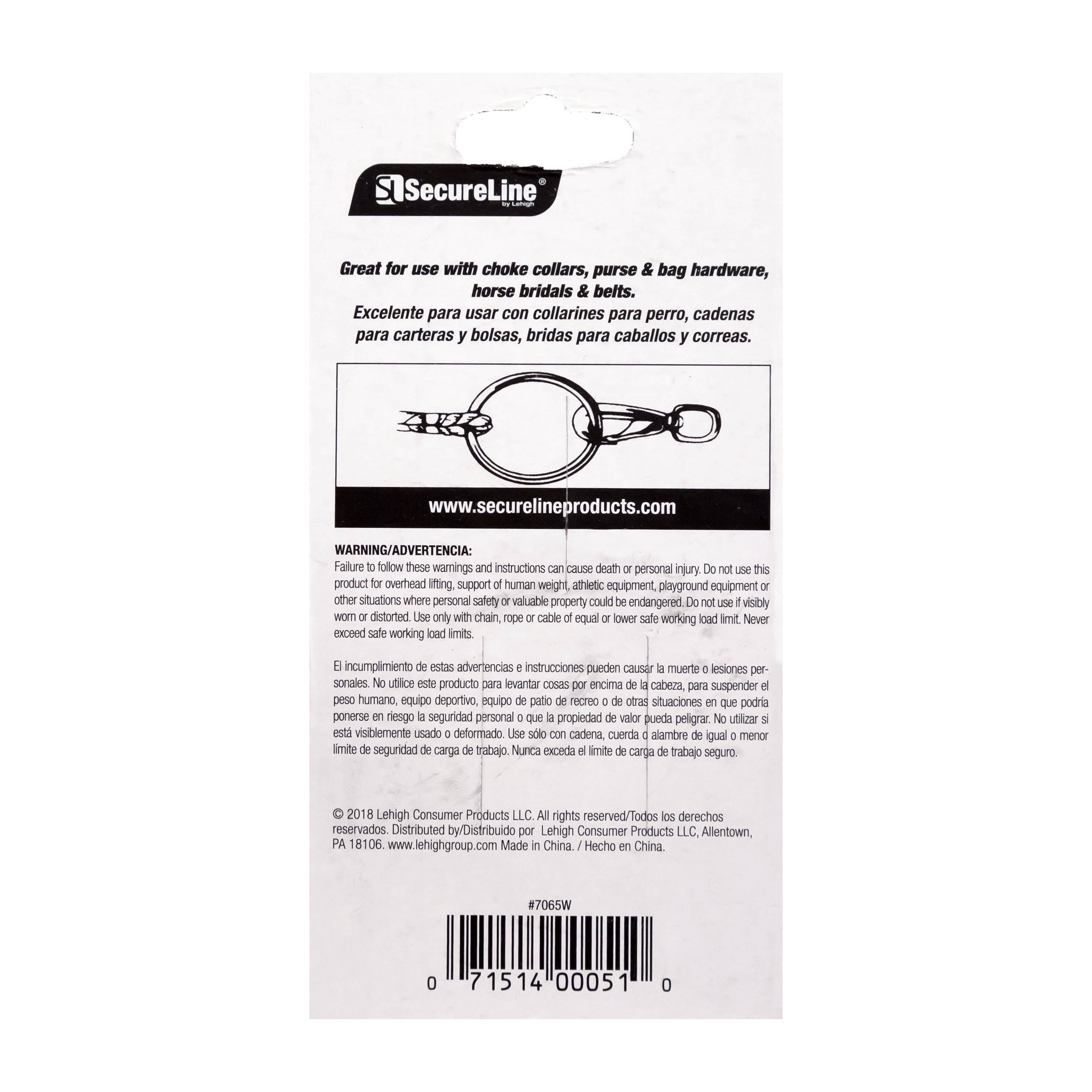Secureline Item# 7065W, Welded O-Rings, 2 per Card, Nickel Plated Finish Hardware. Rings are 1-1/2 inch Diameter.