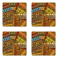 thumbnail image 1 of African Coaster Set of 4, Grunge Collage Motifs Traditional Art Ornate Geometric, Square Hardboard Gloss Coasters, Standard Size, Multicolor, by Ambesonne, 1 of 2
